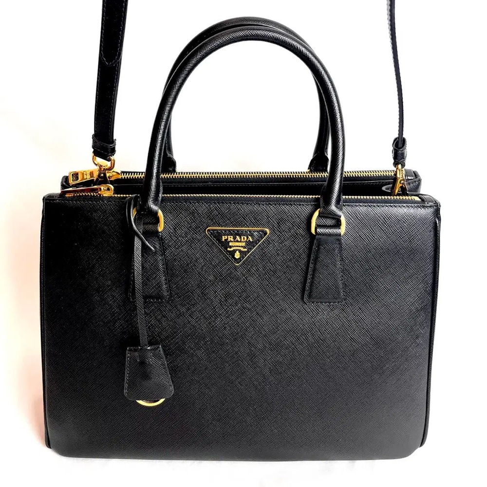 Prada Black Luxe Saffiano tote medium